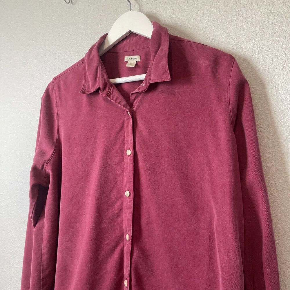 L.L.Bean Shirt Women’s XL Red Button Up Long Sleeve 100% Tencel Lyocell Adult